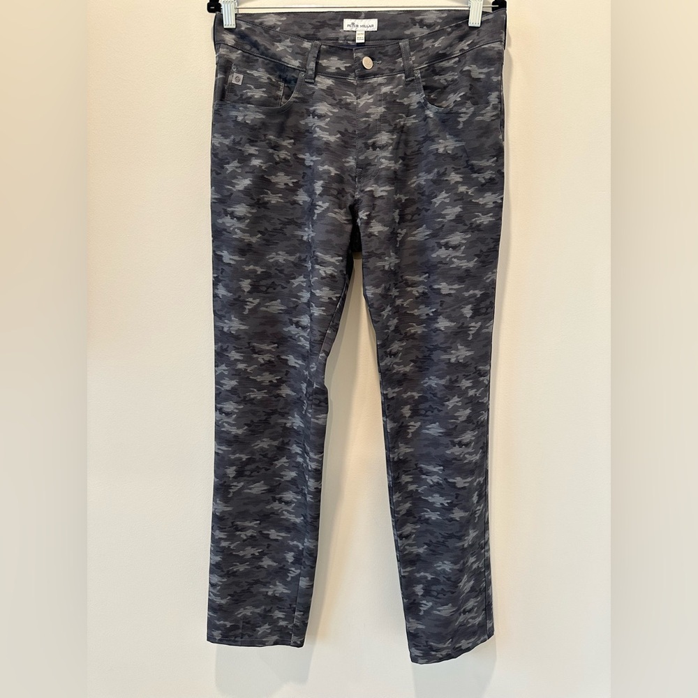 Peter Millar Golf Pants Crown Sport eb66 Camo Print 32 x 30 Gray Black 5 Pocket
